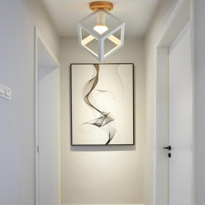 Plafonnier Géométrique Design Bois et Métal Moderne
