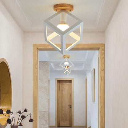 Plafonnier Géométrique Design Bois et Métal Moderne