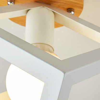 Plafonnier Géométrique Design Bois et Métal Moderne
