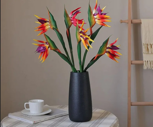 Faux Fleurs Strelitzia, Lot de 3 Tiges, Effet Tropical