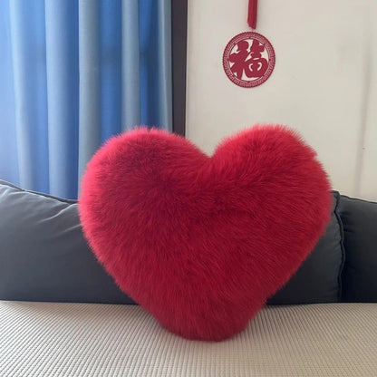 Coussin Cœur en Fausse Fourrure, 31x40 cm, Ultra Doux