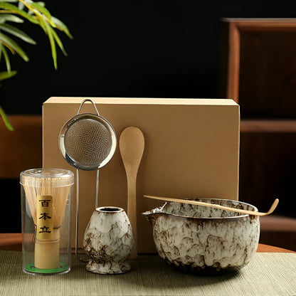 Set Matcha Traditionnel 6 pièces en Bambou & Céramique