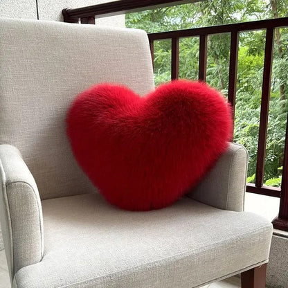 Coussin Cœur en Fausse Fourrure, 31x40 cm, Ultra Doux