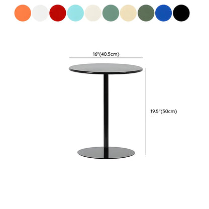 Table d’Appoint Ronde en Métal Finition Noire Minimaliste