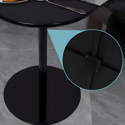 Table d’Appoint Ronde en Métal Finition Noire Minimaliste