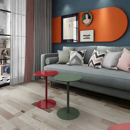 Table d’Appoint Ronde en Métal Finition Noire Minimaliste