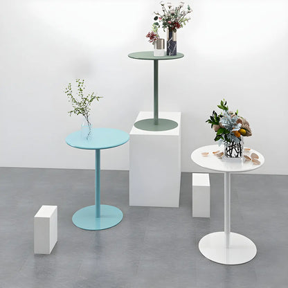 Table d’Appoint Ronde en Métal Finition Noire Minimaliste