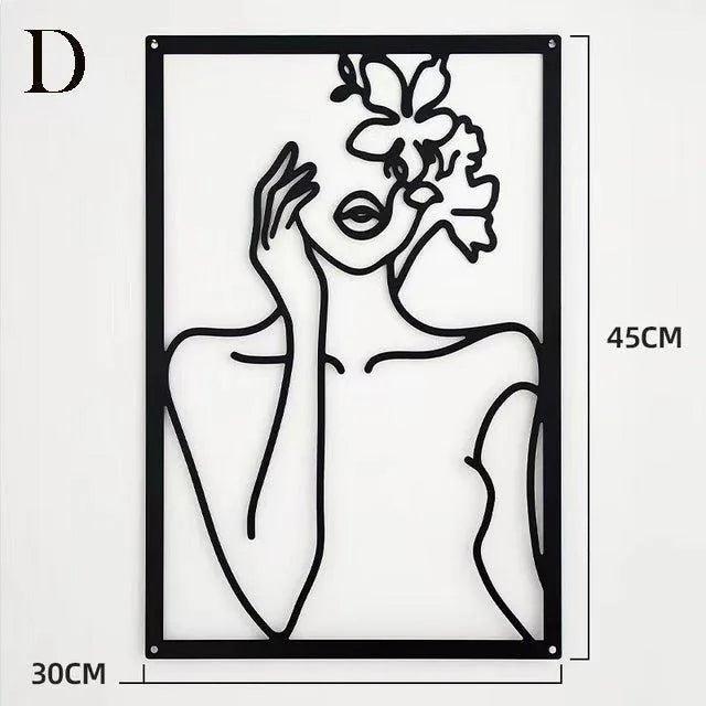 Décoration Murale Femme en Fer – Silhouette Abstraite Moderne