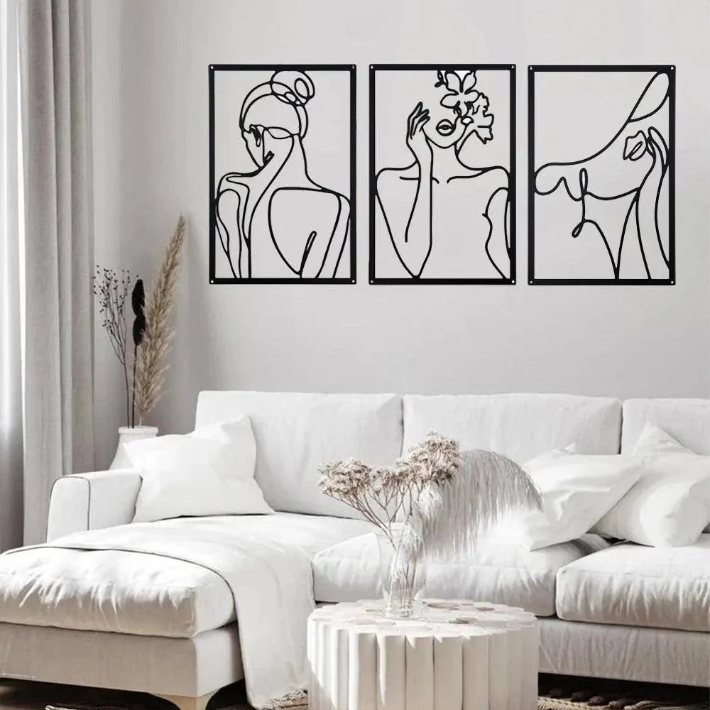 Décoration Murale Femme en Fer – Silhouette Abstraite Moderne