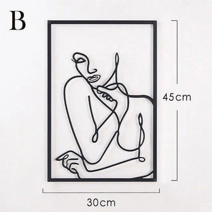 Décoration Murale Femme en Fer – Silhouette Abstraite Moderne