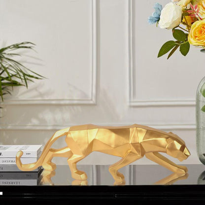 Statue Panthère Géométrique en Résine – Sculpture Design pour Salon, Bureau ou Entrée