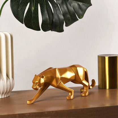 Statue Panthère Géométrique en Résine – Sculpture Design pour Salon, Bureau ou Entrée