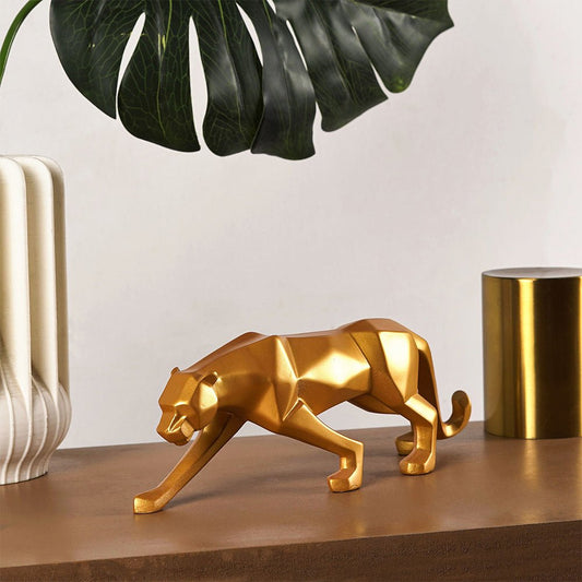 Statue Panthère Géométrique en Résine – Sculpture Design pour Salon, Bureau ou Entrée