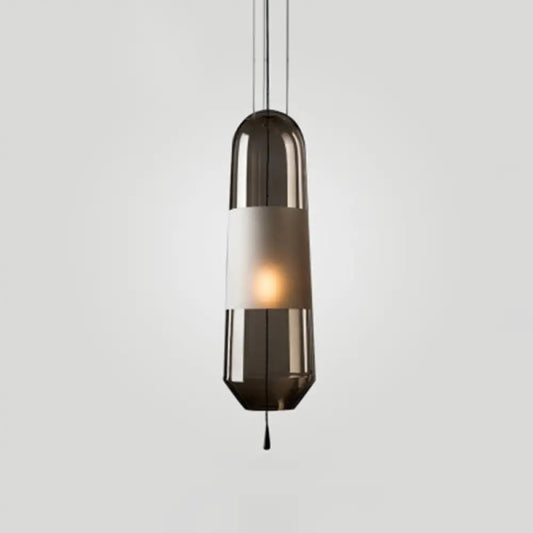 Suspension Moderne Cylindrique Verre Fumé ou Ambre
