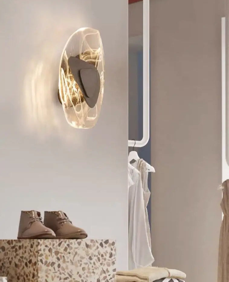 Applique Murale Nordique Moderne, Verre et Métal Noir