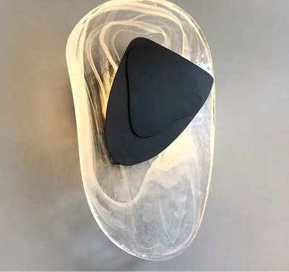 Applique Murale Nordique Moderne, Verre et Métal Noir