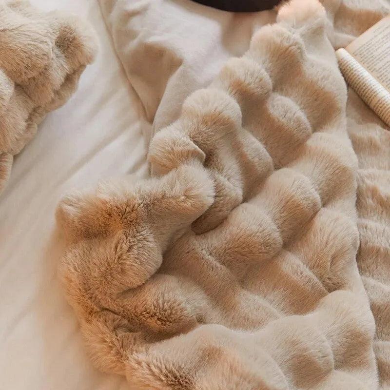 Plaid Doux Luxe Imitation Fourrure Chaud Hiver