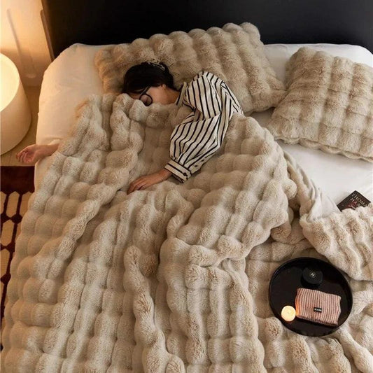 Plaid Doux Luxe Imitation Fourrure Chaud Hiver