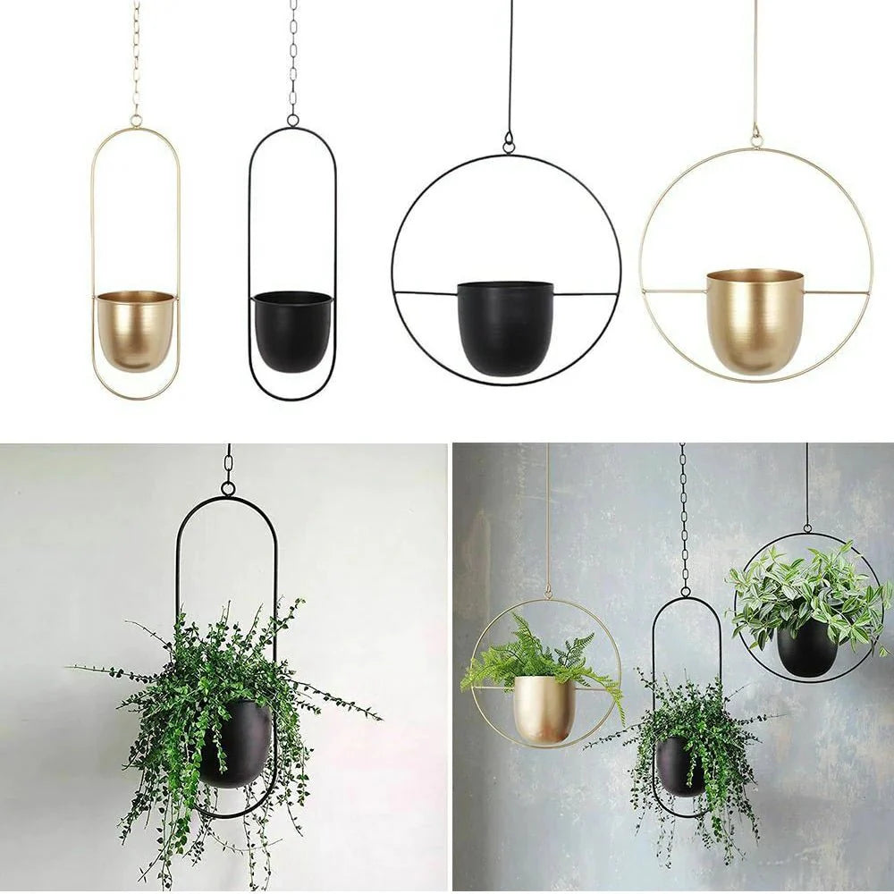 Pot de Plante Suspendu, Design Halo, Métal Antirouille