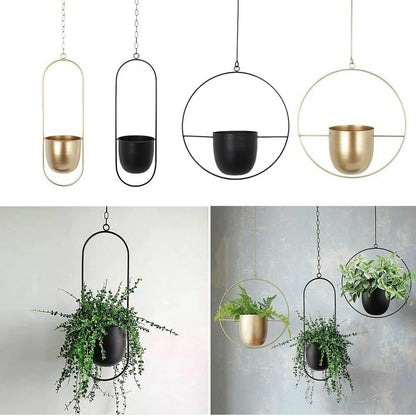 Pot de Plante Suspendu, Design Halo, Métal Antirouille