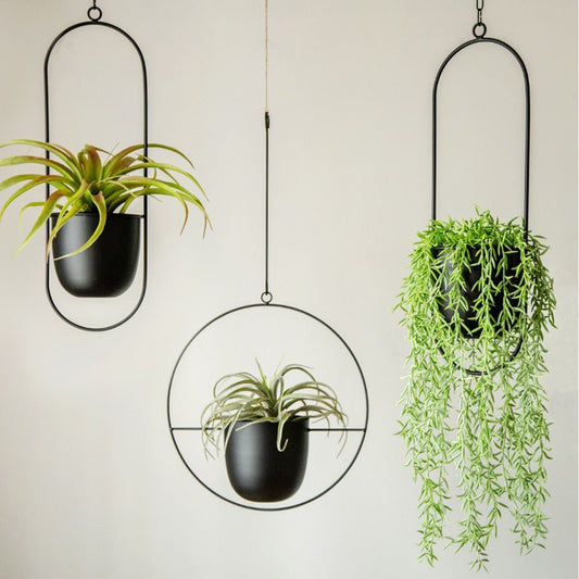 Pot de Plante Suspendu, Design Halo, Métal Antirouille