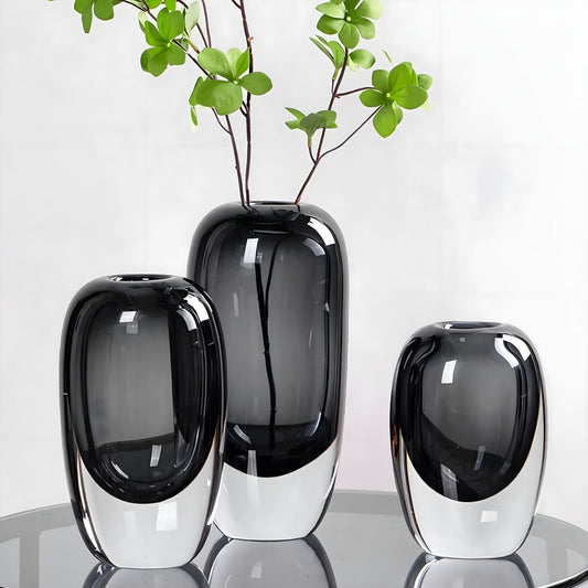 Vase décoratif en verre cristal finition opale – Élégance lumineuse pour votre intérieur