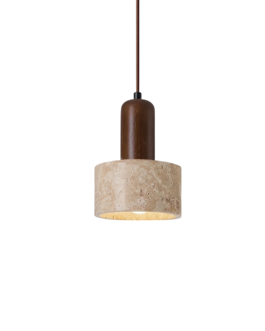 Suspension en Travertin Naturel, Design Minimaliste, E27