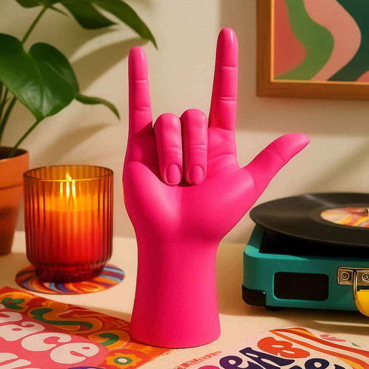 Sculpture Main "Je t’aime" – Déco Résine Moderne Colorée pour Salon ou Bureau