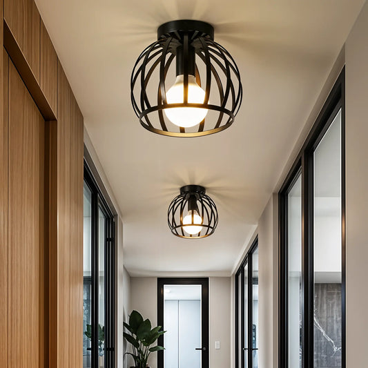 Plafonnier Industriel Noir Métal Design Ouvert