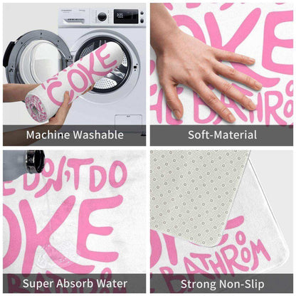 Tapis de Salle de Bain Rose avec Message Drôle – Antidérapant et Lavable