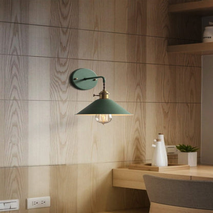 Applique Murale Vintage Métal, Abat-Jour Conique