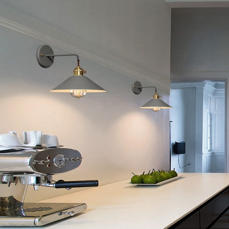 Applique Murale Vintage Métal, Abat-Jour Conique