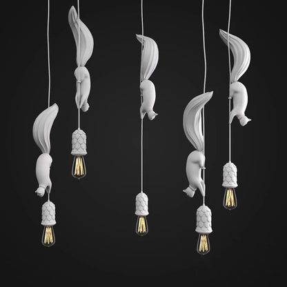 Suspension LED Nordique Écureuil en Résine, Design