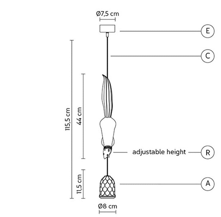 Suspension LED Nordique Écureuil en Résine, Design