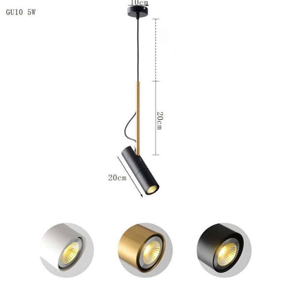 GoldenLine – Suspension Spot Orientable avec Tige Dorée