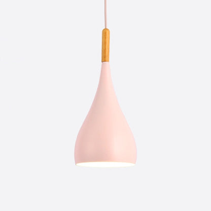 Suspension LED en Métal Coloré et Bâton en Bois Nordic - Élégance Scandinave Moderne