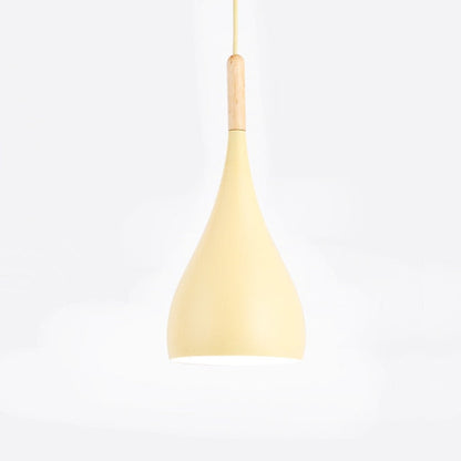 Suspension LED en Métal Coloré et Bâton en Bois Nordic - Élégance Scandinave Moderne