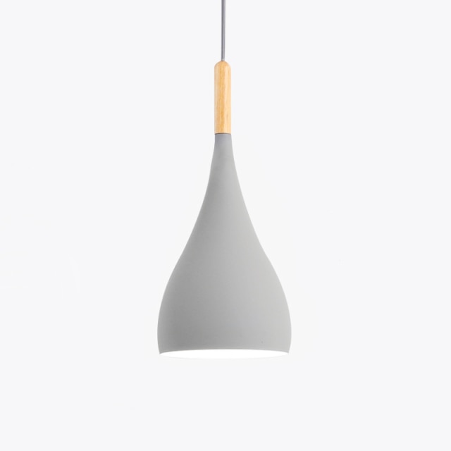 Suspension LED en Métal Coloré et Bâton en Bois Nordic - Élégance Scandinave Moderne