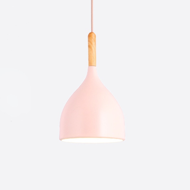 Suspension LED en Métal Coloré et Bâton en Bois Nordic - Élégance Scandinave Moderne