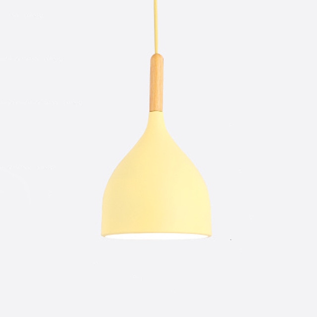 Suspension LED en Métal Coloré et Bâton en Bois Nordic - Élégance Scandinave Moderne