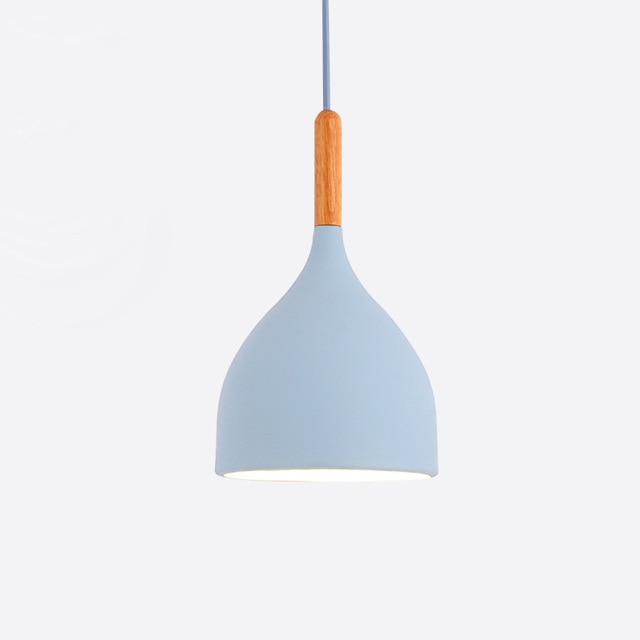 Suspension LED en Métal Coloré et Bâton en Bois Nordic - Élégance Scandinave Moderne