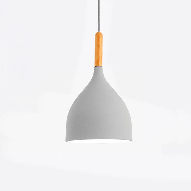Suspension LED en Métal Coloré et Bâton en Bois Nordic - Élégance Scandinave Moderne