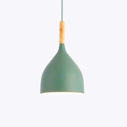 Suspension LED en Métal Coloré et Bâton en Bois Nordic - Élégance Scandinave Moderne