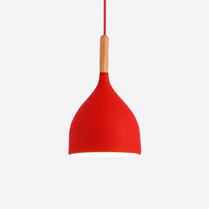 Suspension LED en Métal Coloré et Bâton en Bois Nordic - Élégance Scandinave Moderne