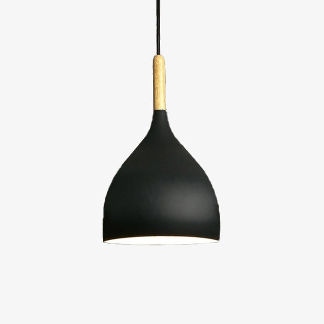 Suspension LED en Métal Coloré et Bâton en Bois Nordic - Élégance Scandinave Moderne