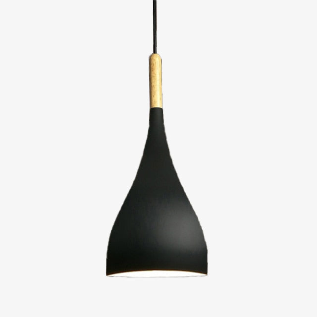 Suspension LED en Métal Coloré et Bâton en Bois Nordic - Élégance Scandinave Moderne