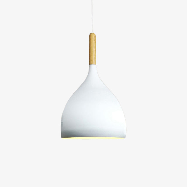 Suspension LED en Métal Coloré et Bâton en Bois Nordic - Élégance Scandinave Moderne