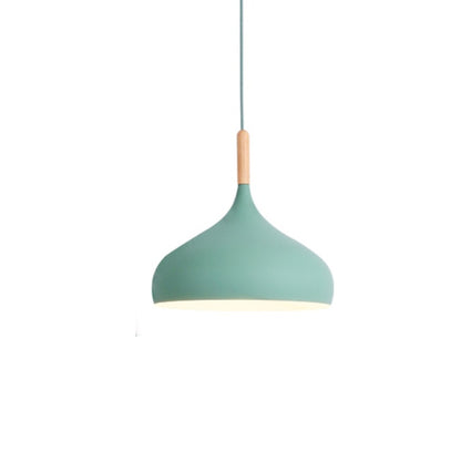 Suspension LED en Métal Coloré et Bâton en Bois Nordic - Élégance Scandinave Moderne