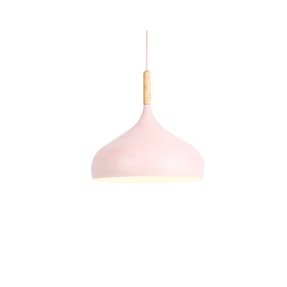 Suspension LED en Métal Coloré et Bâton en Bois Nordic - Élégance Scandinave Moderne