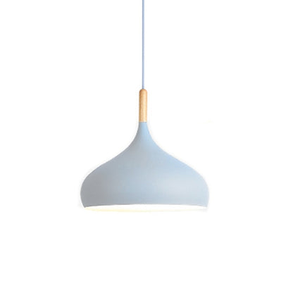 Suspension LED en Métal Coloré et Bâton en Bois Nordic - Élégance Scandinave Moderne